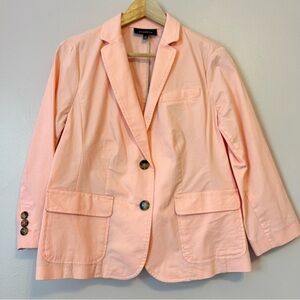 Talbots Cotton Stretch Twill Blazer Jacket 3/4 Sleeve Sz 10 Pink Career Spring
